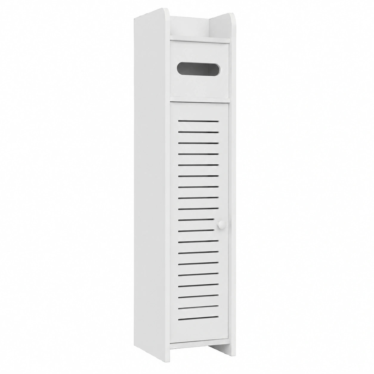 Bdit Porta Oggetti da Bagno Slim Salvaspazio con Apertura Push Open, Mobile Bagno Verticale Bianco 79 × 15 × 15 cm, Armadietto Porta Carta Igienica