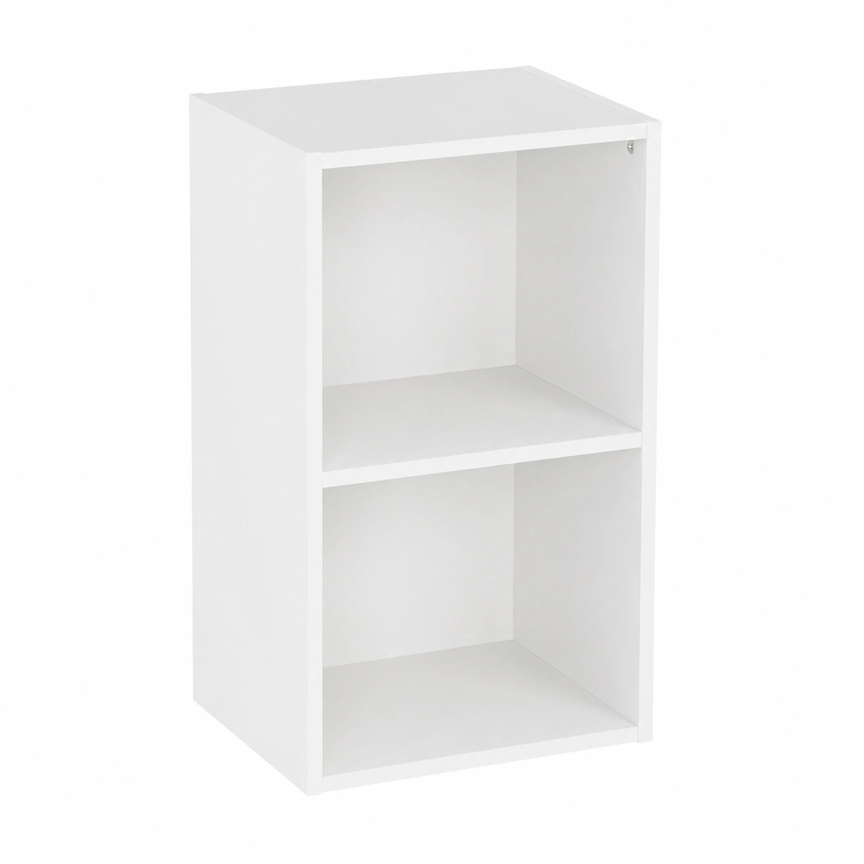 Libreria a cubi a 2 ripiani, in legno, per esporre e conservare, per ufficio e soggiorno, bianco
