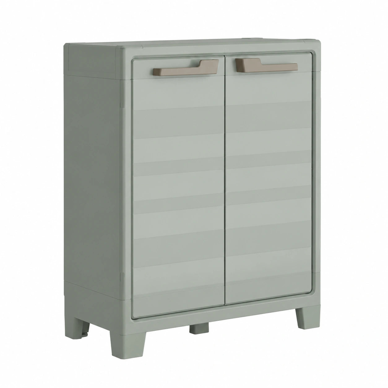 Armadio 2 Ripiani Regolabili Realizzato In Resina Planet Outdoor Basso, Verde, 80 × 44 × 100 cm