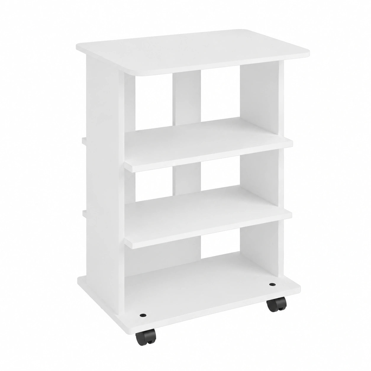 Mobile TV in Legno MDF con 3 Ripiani Porta Console Videogiochi DVD e 4 Ruote Mobiletto Carrello Porta Televisore Moderno Dimensione 60 × 45 × 80,5 cm