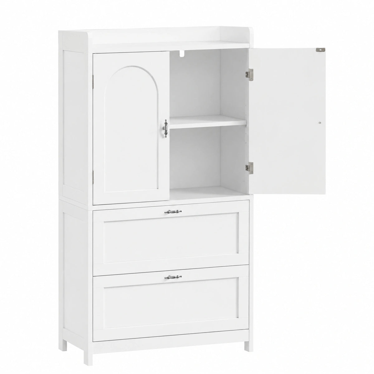 Mobile da Bagno Armadietto Autoportante in Legno Due Ante e Due Cassetti Ripiani Regolabili Mobiletto Bagno Multiuso per Soggiorno Salotto Cucina