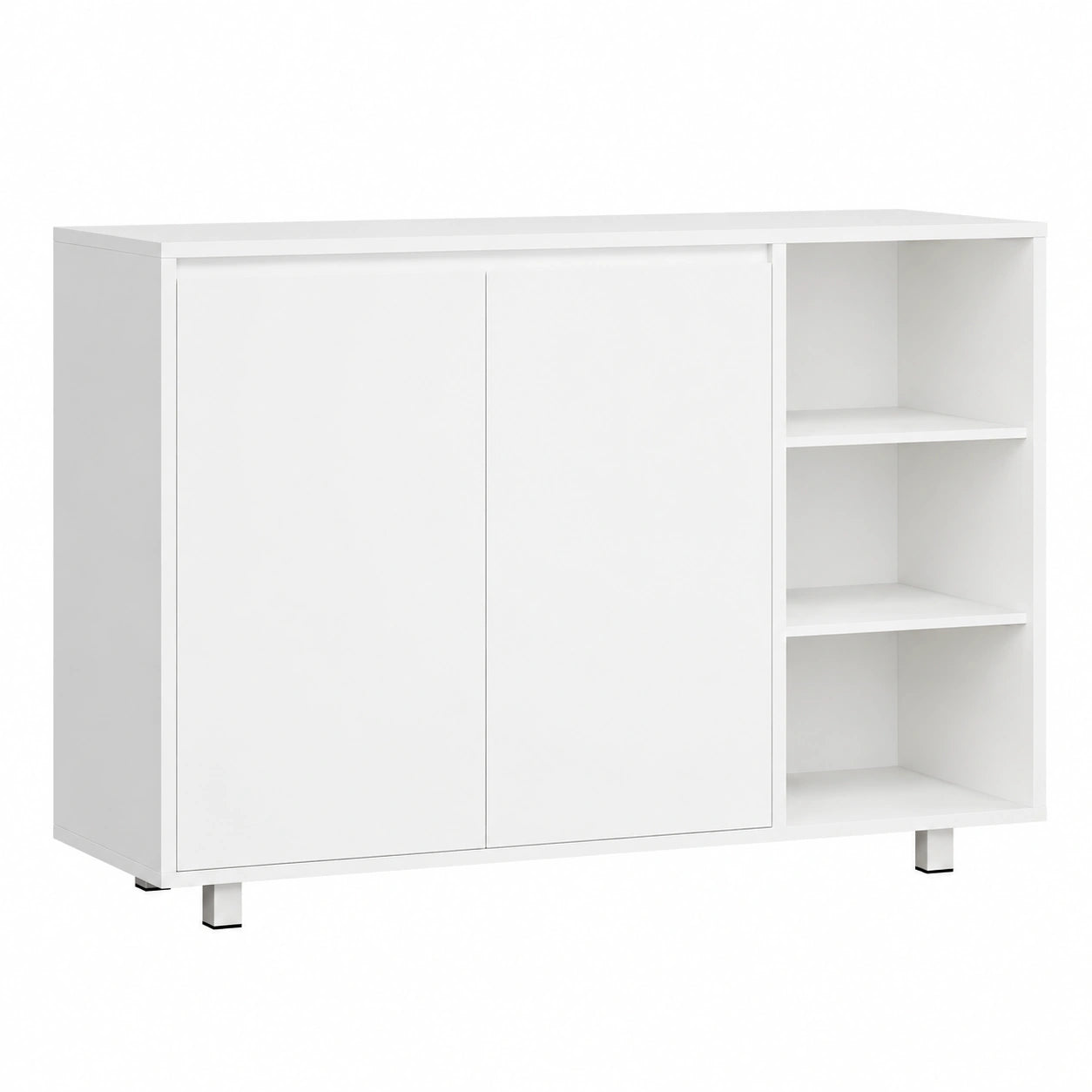 Mobile da Bagno con 2 Ante e 3 Vani Aperti, 35 × 100 × 80 cm, Armadietto Autoportante con Ripiani Regolabili, Ampio Spazio di Archiviazione, per Bagno