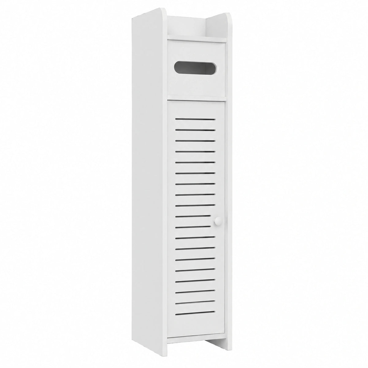 Bdit Porta Oggetti da Bagno Slim Salvaspazio con Apertura Push Open, Mobile Bagno Verticale Bianco 79 × 15 × 15 cm, Armadietto Porta Carta Igienica
