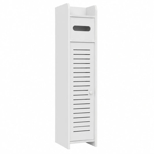 Bdit Porta Oggetti da Bagno Slim Salvaspazio con Apertura Push Open, Mobile Bagno Verticale Bianco 79 × 15 × 15 cm, Armadietto Porta Carta Igienica