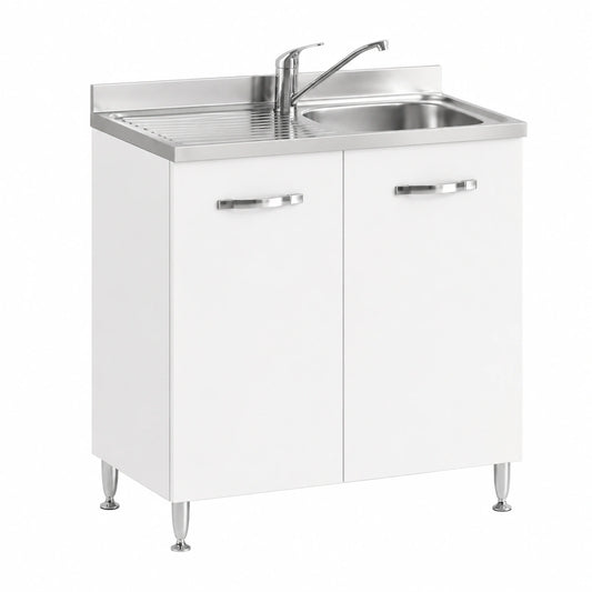 Mobile per Cucina sottolavello Bianco Due Ante Reversibile cm 80