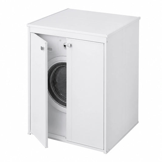 Mobile coprilavatrice in resina per esterni, Piedini regolabili, Bianco, 60 × 70 × 94 cm