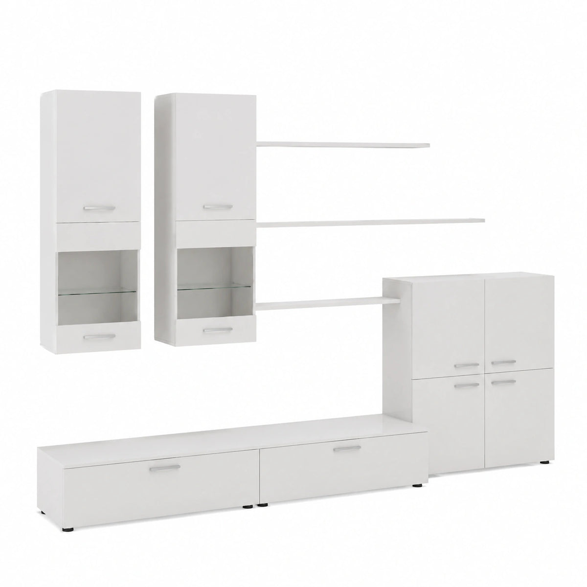 Skraut casa - Mobili soggiorno - 189 × 300 × 42 cm - Sistema di illuminazione a LED - Modello Beta - Grande capacità di stoccaggio - Stile moderno -