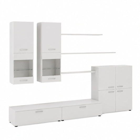 Skraut casa - Mobili soggiorno - 189 × 300 × 42 cm - Sistema di illuminazione a LED - Modello Beta - Grande capacità di stoccaggio - Stile moderno -