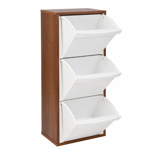Mobile in Legno Raccolta DIFFERENZIATA 3 VANI in Noce 25 × 40 cm H 101 cm (Noce)