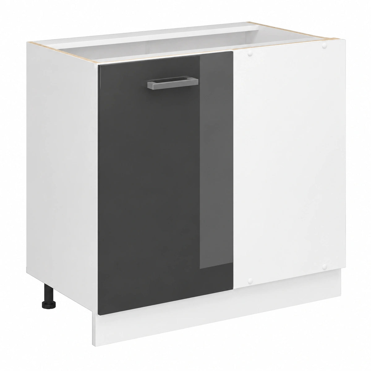 Mobile ad angolo cucina R-Line, Antracite lucido, 86 cm, senza piano di lavoro, per la libera combinazione all'interno di sistemi cucina modulari