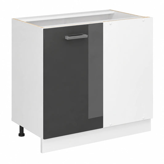 Mobile ad angolo cucina R-Line, Antracite lucido, 86 cm, senza piano di lavoro, per la libera combinazione all'interno di sistemi cucina modulari