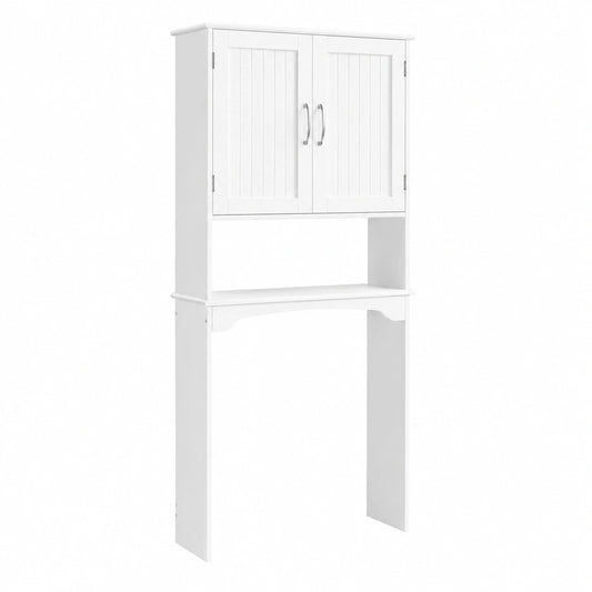 Mobile per Lavatrice con Ripiano e Ante 75 × 23 × 180 cm Bianco, Mobiletto da Terra Sopra WC, Scaffale Toilette, Organizzatore Bagno, Salvaspazio