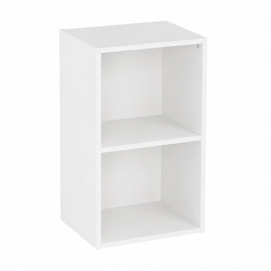 Libreria a cubi a 2 ripiani, in legno, per esporre e conservare, per ufficio e soggiorno, bianco