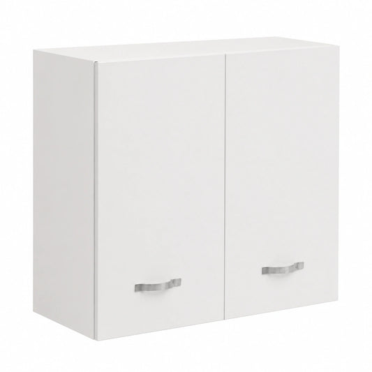 Armadio Sospeso in Legno con Due Ante 1 Ripiano e 2 Scomparti, Armadietto da Muro Spazioso e Resistente, Dimensioni 80 × 32 × 72H cm (Bianco)