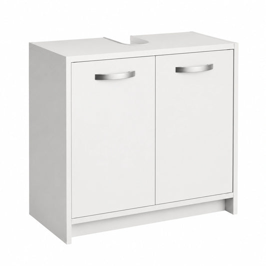 Mobile Sottolavabo Moderno, Mobile da Bagno con Porte Scorrevoli, Maniglie Robuste, Mobiletto Bagno Salvaspazio con Protezione Ritaglio Sifone -