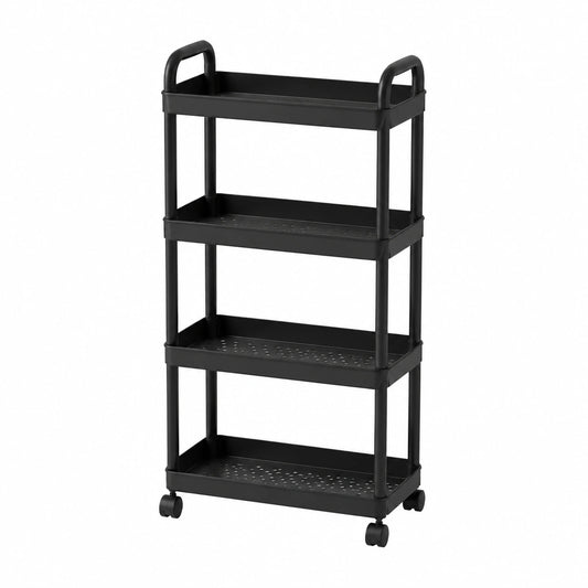 Carrello Salvaspazio Stretto con Ruote, Carrellino Slim 4 Ripiani per Cucina Bagno e Dispensa, organizzatore Mobile per Spazi Stretti, Scaffale