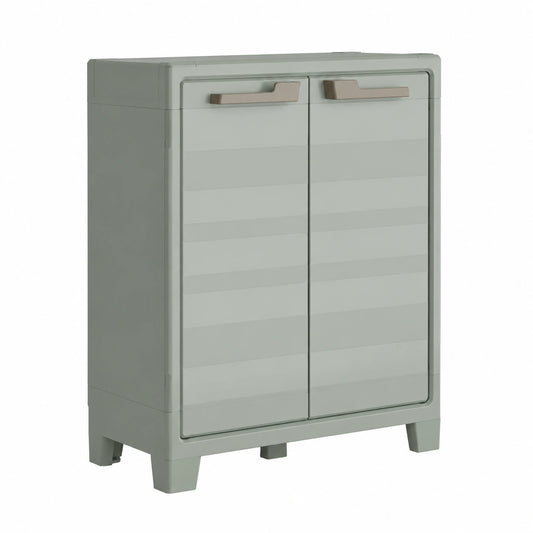 Armadio 2 Ripiani Regolabili Realizzato In Resina Planet Outdoor Basso, Verde, 80 × 44 × 100 cm