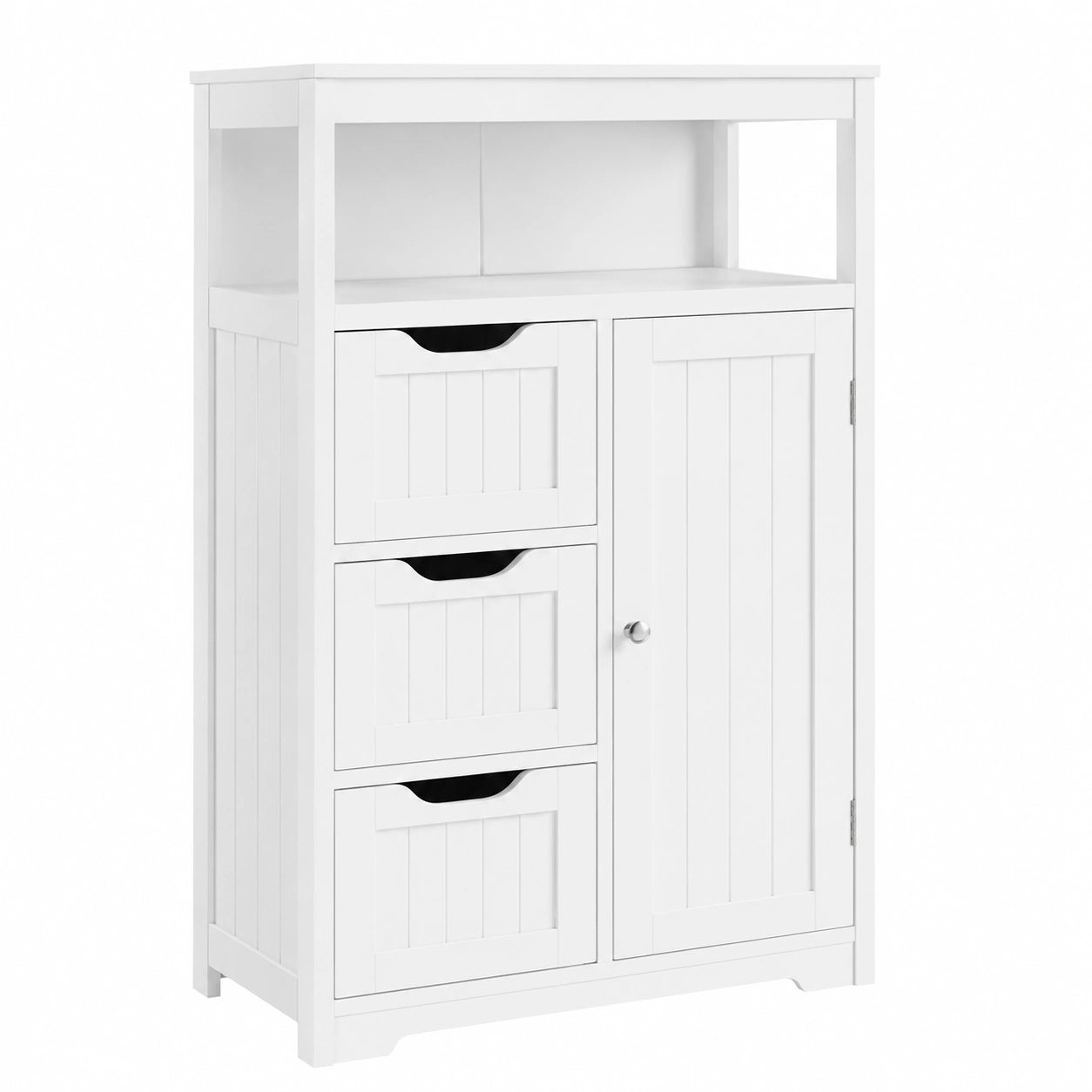 Mobile da Bagno Armadietto da Terra Mobiletto con Cassetto，Bianco, Ripiano Regolabile Credenza Multiuso con Doppia Ante Organizzatore Portaoggetti