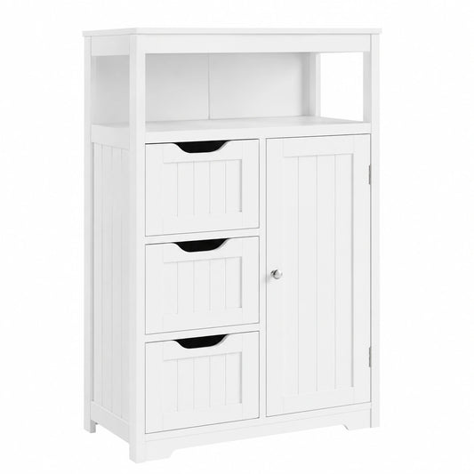 Mobile da Bagno Armadietto da Terra Mobiletto con Cassetto，Bianco, Ripiano Regolabile Credenza Multiuso con Doppia Ante Organizzatore Portaoggetti