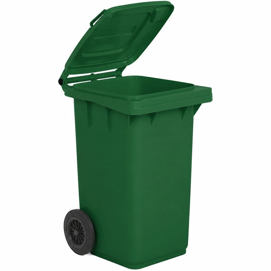 Mobil Plastic - Bidone Raccolta Differenziata 120 Litri con Coperchio e Ruote per Esterni, Colore Verde Scuro, Plastica Resistente, Certificato UNI