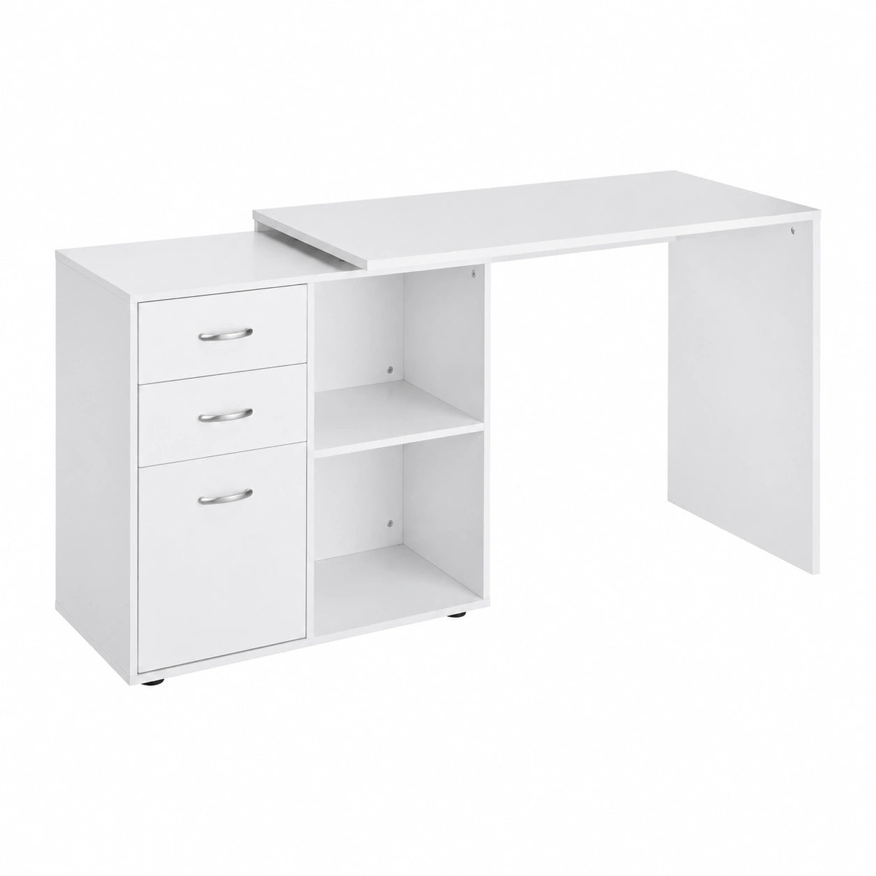 Scrivania Angolare per Computer da Ufficio con Cassettiera 117 × 83.5 × 76cm Bianco
