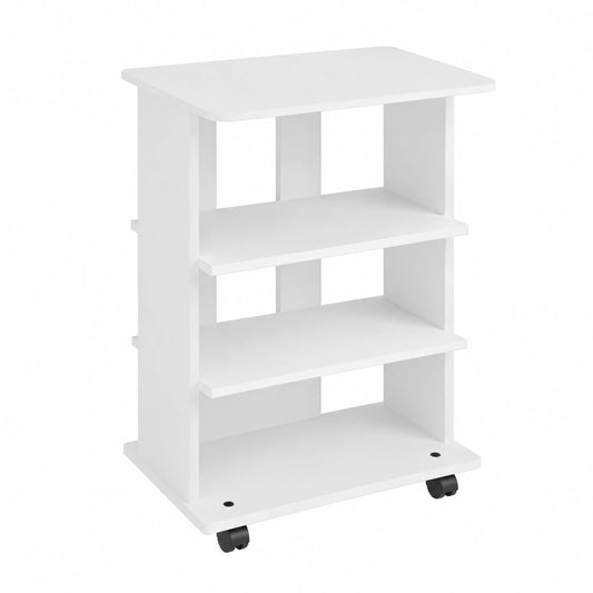 Mobile TV in Legno MDF con 3 Ripiani Porta Console Videogiochi DVD e 4 Ruote Mobiletto Carrello Porta Televisore Moderno Dimensione 60 × 45 × 80,5 cm