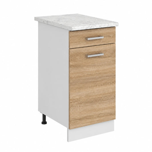 Vicco Mobiletto base per cucina R-Line, Sonoma, 40 cm, PL Marmo, per la libera combinazione all'interno di sistemi cucina modulari