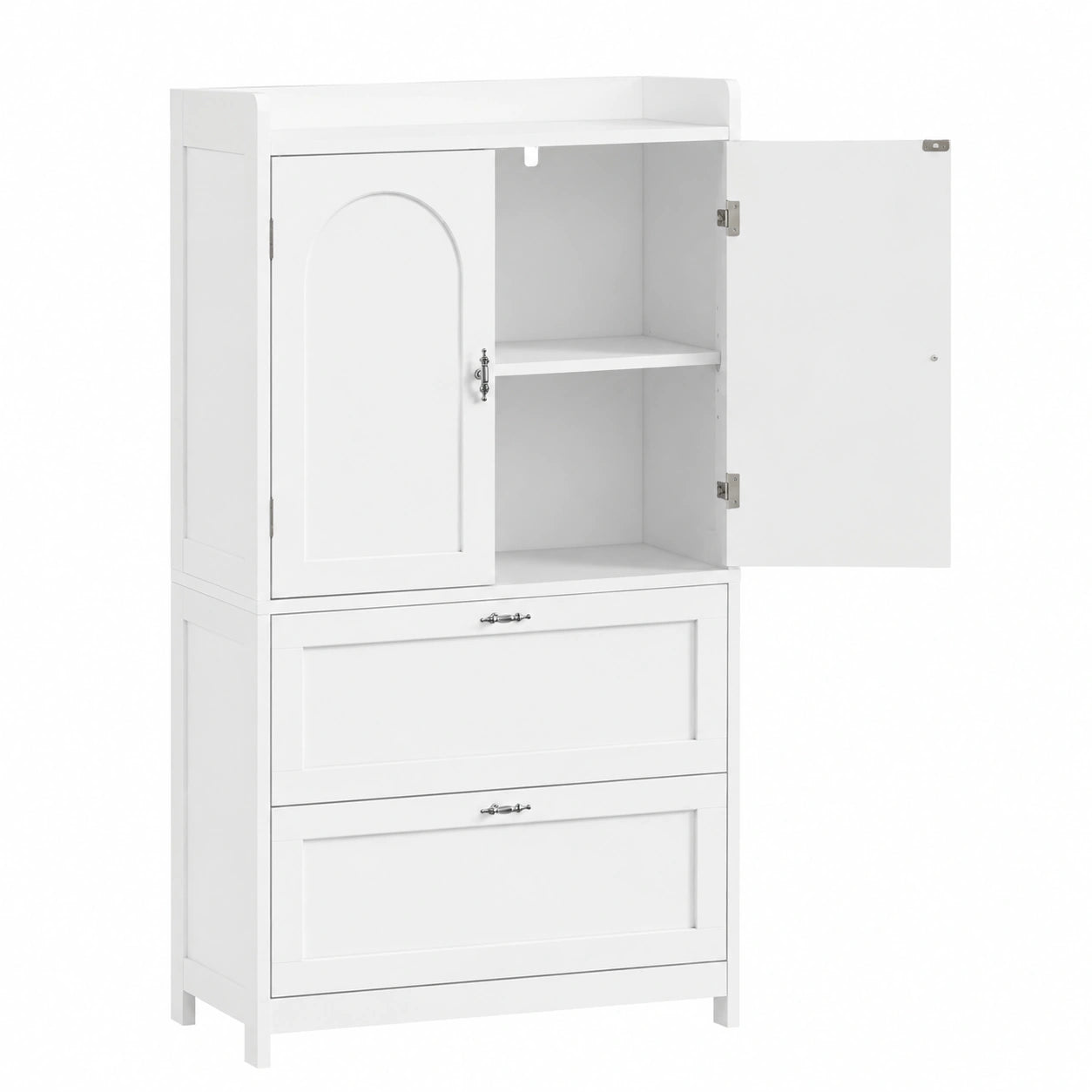 Mobile da Bagno Armadietto Autoportante in Legno Due Ante e Due Cassetti Ripiani Regolabili Mobiletto Bagno Multiuso per Soggiorno Salotto Cucina