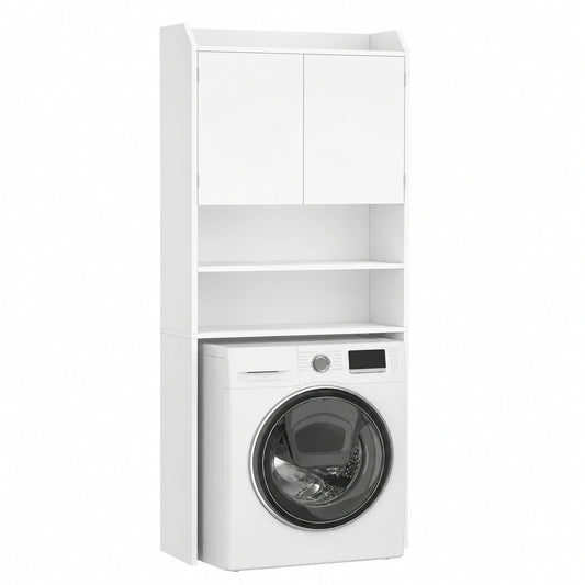 Mobile lavatrice, 24 × 65 × 185cm, 2 rip. apert., rip. regol., Bianco