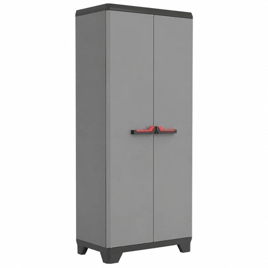 Armadio Alto Stilo, 3 Ripiani Regolabili, Grigio Scuro, 68 × 39 × 173 H cm