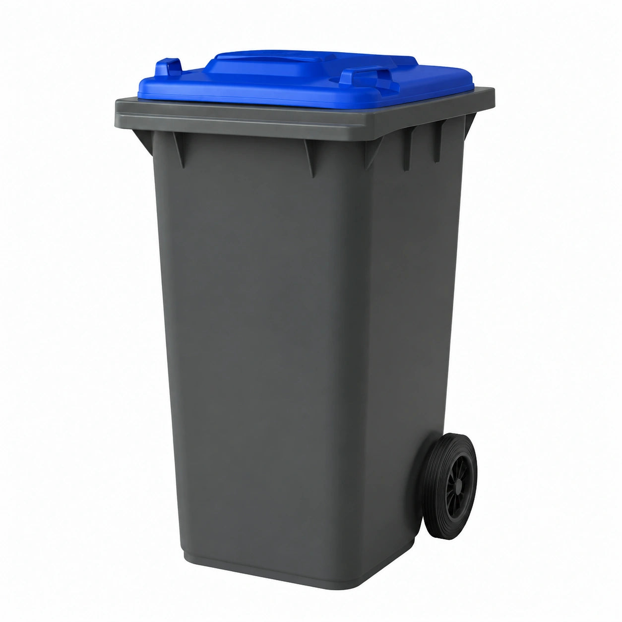 Mobil Plastic - Bidone Raccolta Differenziata 120 Litri con Coperchio e Ruote per Esterni, Fondo Grigio e Coperchio Blu, Plastica Resistente
