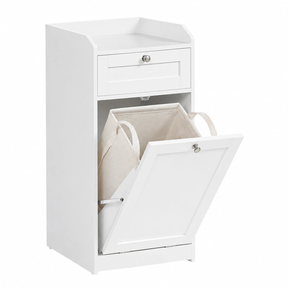Mobile Portabiancheria per Bagno, Mobiletto Bagno con 1 Cassetto e 1 Cesto Portabiancheria, Sacco Interno Rimovibile con Maniglie, 40 × 40 × 80,2 cm